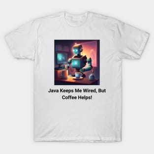 Caffeine-Powered Coding: 'Java' Keeps Me Wired, Coffee Keeps Me Going T-Shirt